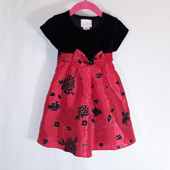 La Princess Other - Little Girl La Princess Red and Black Velvet Dress La Princess Other - Little Girl La Princess Red and Black Velvet Dress